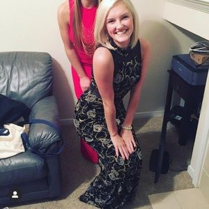 Gorgeous black/gold Betsy &Adam formal dress